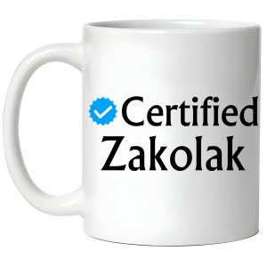 KUBEK CERTIFIED ZAKOLAK zabawny PREZENT na URODZINY ŚWIĘTA + OPAKOWANIE