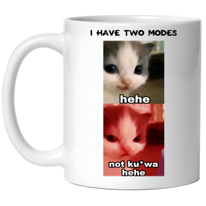 KUBEK KOTEK HEHE I HAVE TWO MODES zabawny PREZENT na URODZINY ŚWIĘTA + OPAKOWANIE