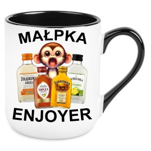 KUBEK MAŁPKA ENJOYER ZABAWNY ŚMIESZNY PREZENT URODZINY 330ML + OPAKOWANIE