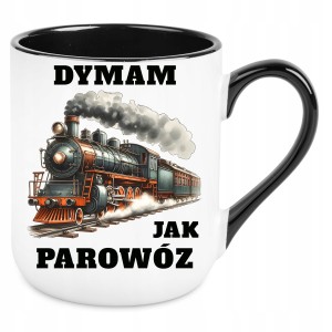 KUBEK DYMAM JAK PAROWÓZ śmieszny zabawny PREZENT URODZINY 330ml+ OPAKOWANIE
