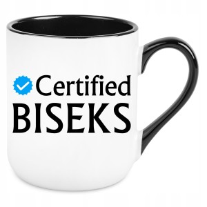 KUBEK CERTIFIED BISEKS zabawny śmieszny PREZENT URODZINY 330ml + OPAKOWANIE