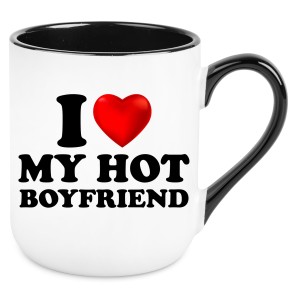 KUBEK I LOVE MY HOT BOYFRIEND ZABAWNY PREZENT URODZINY 330ml + OPAKOWANIE