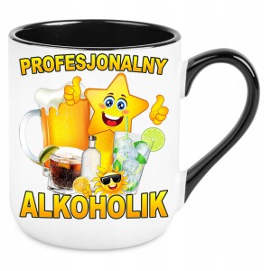 KUBEK PROFESJONALNY ALKOHOLIK ŚMIESZNY PREZENT URODZINY 330ml + OPAKOWANIE