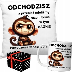 ZESTAW KUBEK + PODUSZKA POŻEGNANIE Z PRACY ODEJŚCIE Z PRACY ODCHODZISZ