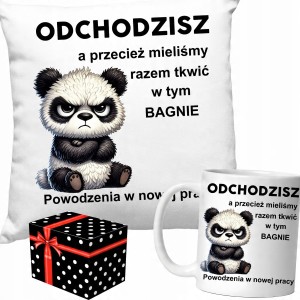 ZESTAW KUBEK + PODUSZKA POŻEGNANIE Z PRACY ODEJŚCIE Z PRACY ODCHODZISZ