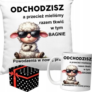 ZESTAW KUBEK + PODUSZKA POŻEGNANIE Z PRACY ODEJŚCIE Z PRACY ODCHODZISZ