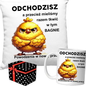 ZESTAW KUBEK + PODUSZKA POŻEGNANIE Z PRACY ODEJŚCIE Z PRACY ODCHODZISZ