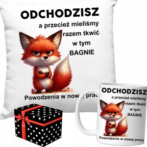ZESTAW KUBEK + PODUSZKA POŻEGNANIE Z PRACY ODEJŚCIE Z PRACY ODCHODZISZ