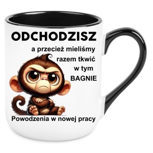 KUBEK ELEGANT PREZENT POŻEGNANIE Z PRACY ODEJŚCIE Z PRACY małpka ODCHODZISZ
