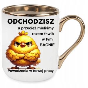 KUBEK ZŁOTY ELEGANT na POŻEGNANIE Z PRACY ODEJŚCIE Z PRACY ODCHODZISZ