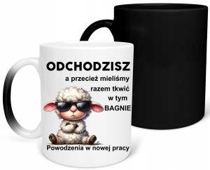MAGICZNY Kubek PREZENT POŻEGNANIE Z PRACY ODEJŚCIE Z PRACY owca ODCHODZISZ