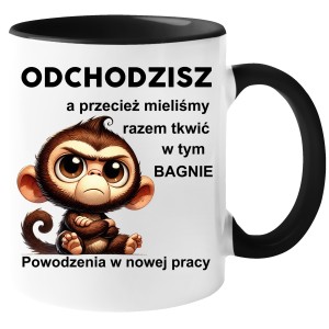 Kubek PREZENT POŻEGNANIE Z PRACY ODEJŚCIE Z PRACY MAŁPKA ODCHODZISZ