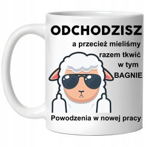 Kubek PREZENT POŻEGNANIE Z PRACY ODEJŚCIE Z PRACY Owieczka ODCHODZISZ
